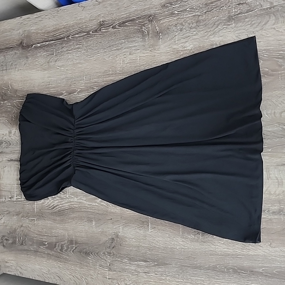 NEW! Norma Kamali Jersey Knit Grecian Draped V-Neck Dress Black - Picture 8 of 8